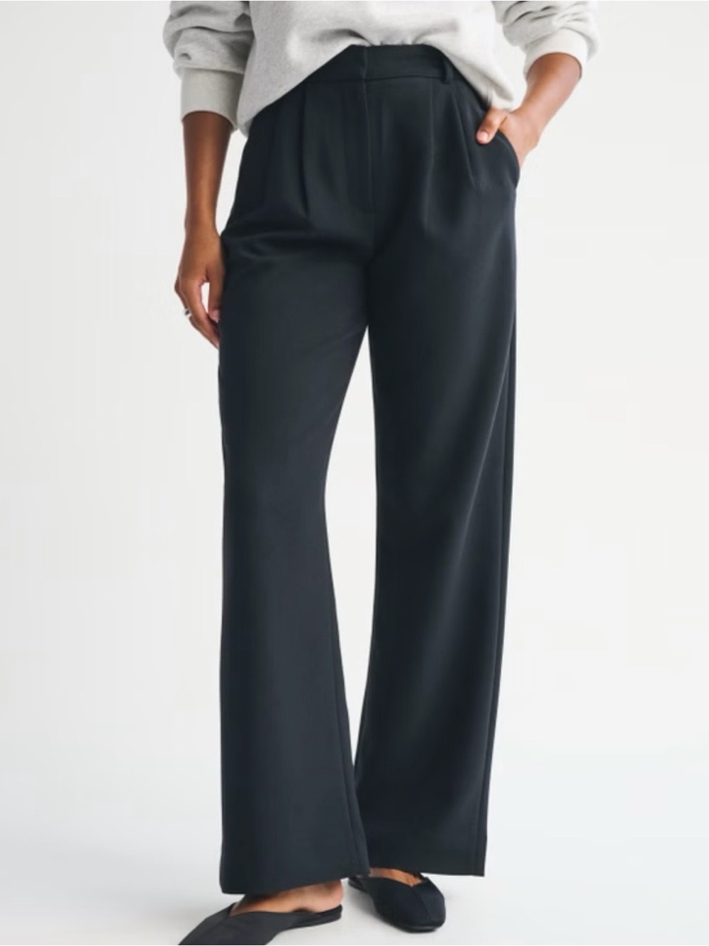 Abercrombie Curve Love A&F Sloane Tailored Wide Leg Pant